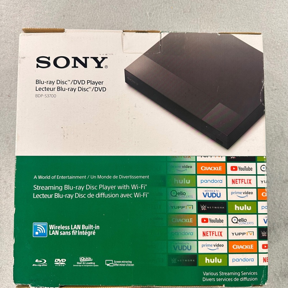 NIB Sony BDP-S3700 Streaming Blu-ray Disc Player with Built-in Wi-Fi Black NIB
